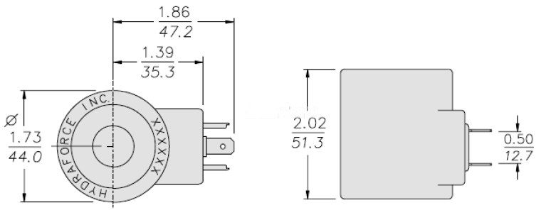 Bobina para válvula hidráulica marca Hydra Force, D.I. 5/8 pulg., 14.7 W para la serie 10, 12, 16, 58