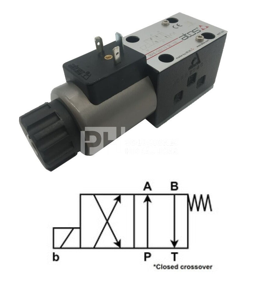 VALVULA DIRECCIONAL MAGNETICA CETOP 3, 4/2, 5000PSI, CONECTOR DIN, MARCA ATOS