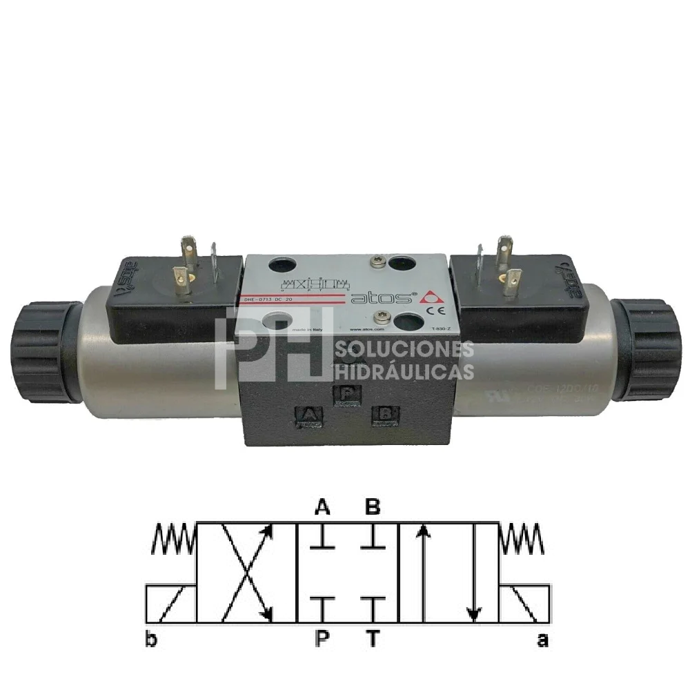 VALVULA DIRECCIONAL MAGNETICA CETOP 3, CENTRO CERRADO 4/3, 5000PSI, CONECTOR DIN, MARCA ATOS