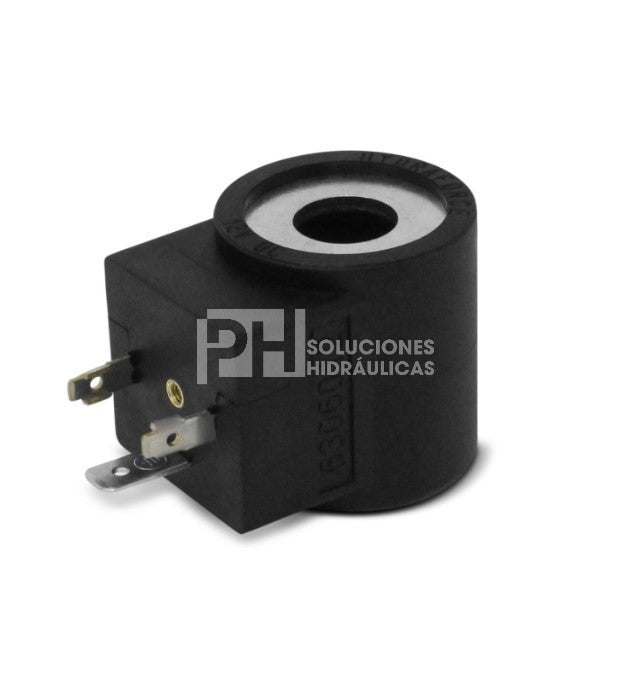 Bobina para valvula hidráulica marca Hydra Force, D.I. 1/2 pulg., conector DIN,14.7 W para la serie 08, 80, 88, 98