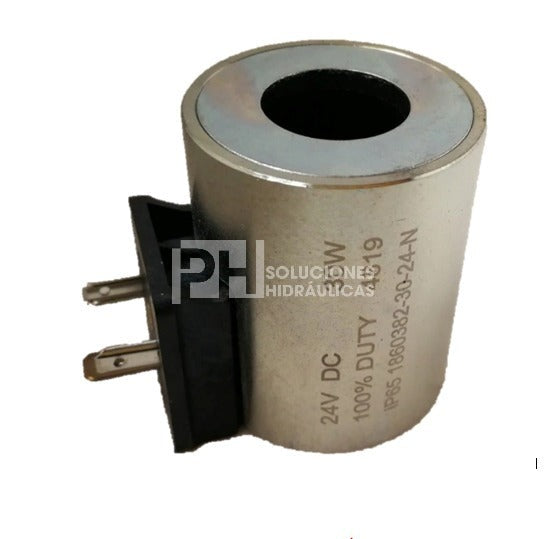Bobina para válvula hidráulica marca Parker D1VW, conector DIN, potencia 30W