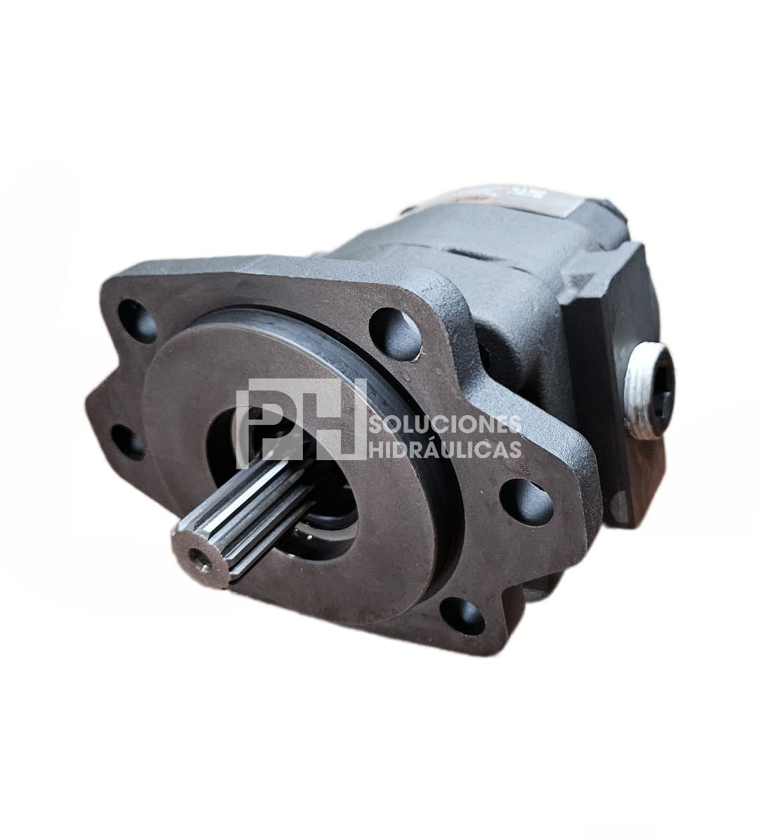 Bomba de engranes de desplazamiento fijo PHY serie 020, PGP020A346QUYF*10-25* (PK08), Puertos de 1 pulg. NTP, flecha de 7/8 pulg.- 13 dientes, 1.97CIR, 2400 RPM, 2500 PSI MAX