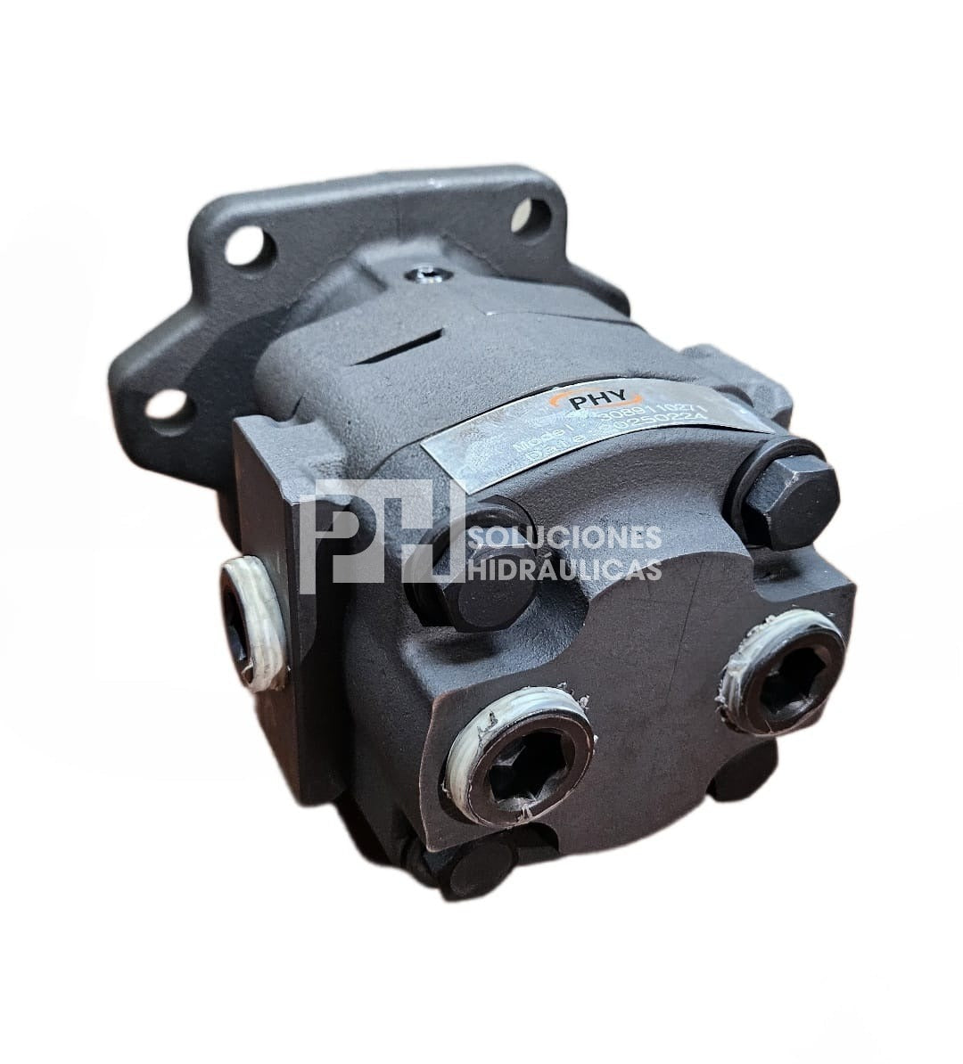 Bomba de engranes de desplazamiento fijo PHY serie 020, PGP020A346QUYF*10-25* (PK08), Puertos de 1 pulg. NTP, flecha de 7/8 pulg.- 13 dientes, 1.97CIR, 2400 RPM, 2500 PSI MAX