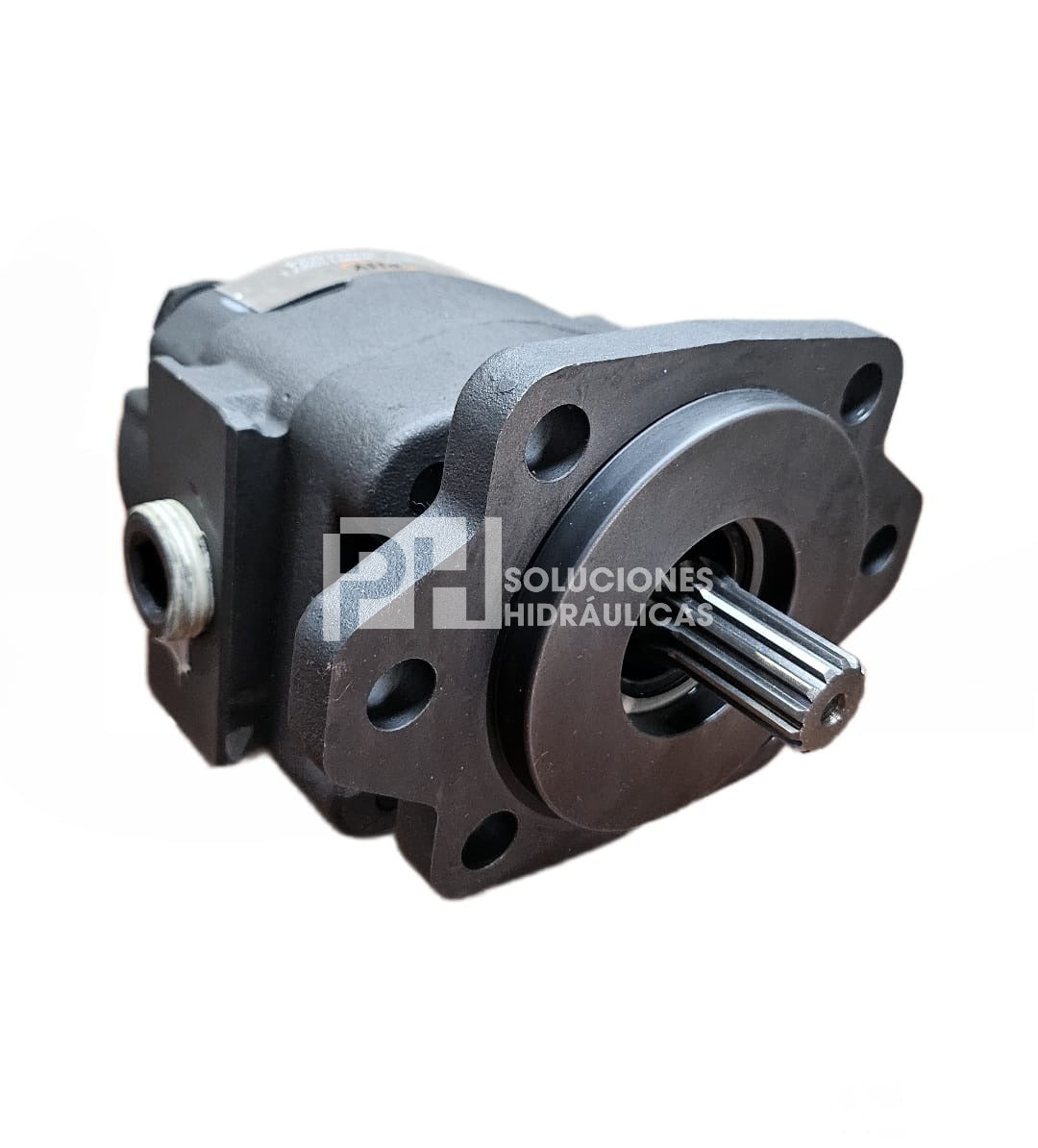 Bomba de engranes de desplazamiento fijo PHY serie 020, PGP020A346QUYF*12-25* , Puertos de 1 pulg. NTP, flecha de 7/8 pulg.- 13 dientes, 2.46 CIR, 2400 RPM, 2500 PSI MAX