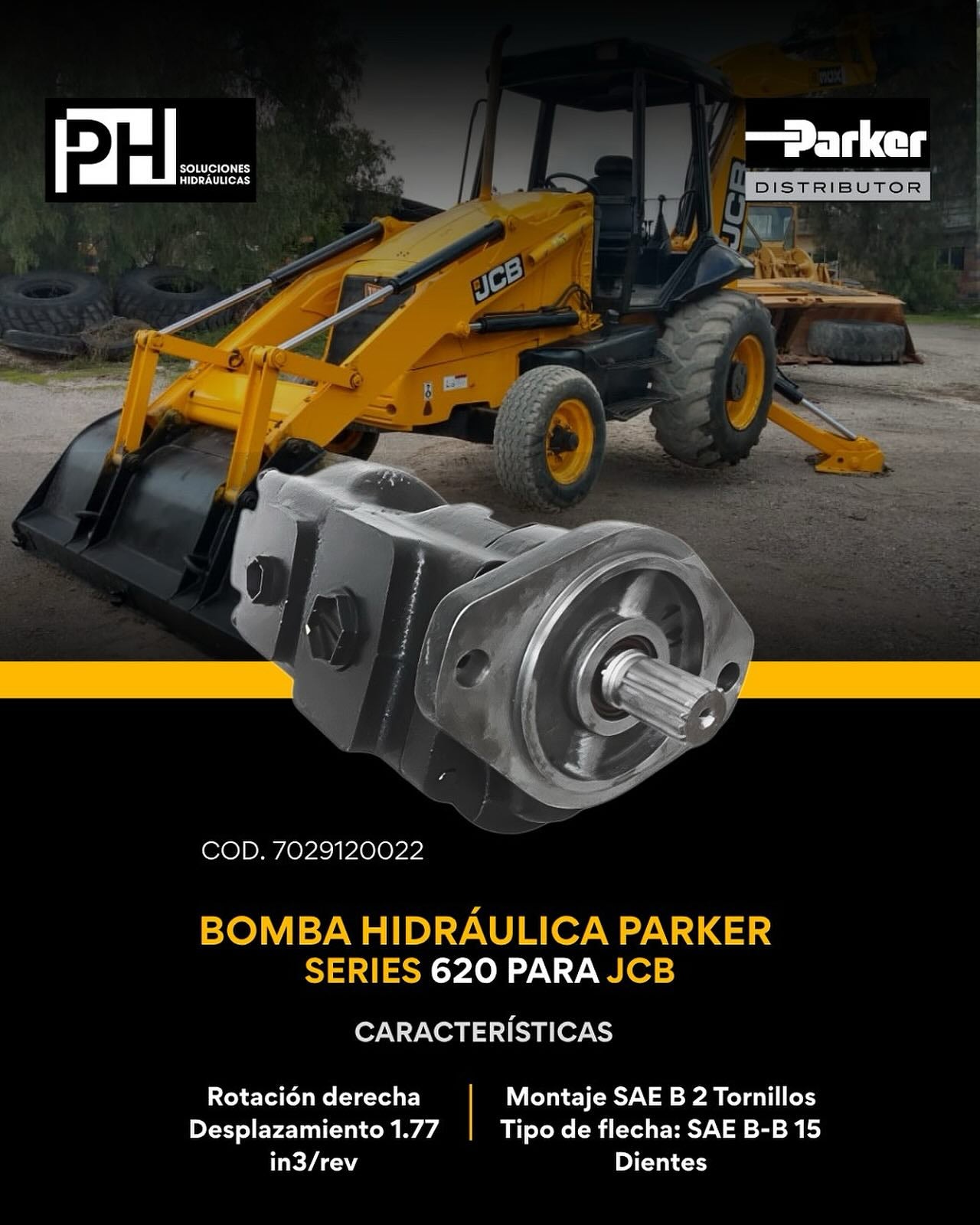 Bomba de Engranes Parker para JCB 214e EL,214e T,214e 3C