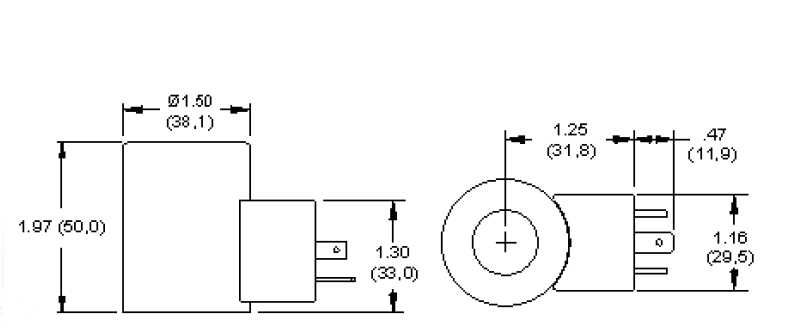 Bobina para valvula hidraulica marca Sun Hydraulics, D.I. 3/4 pulg., conector DIN, 22 W