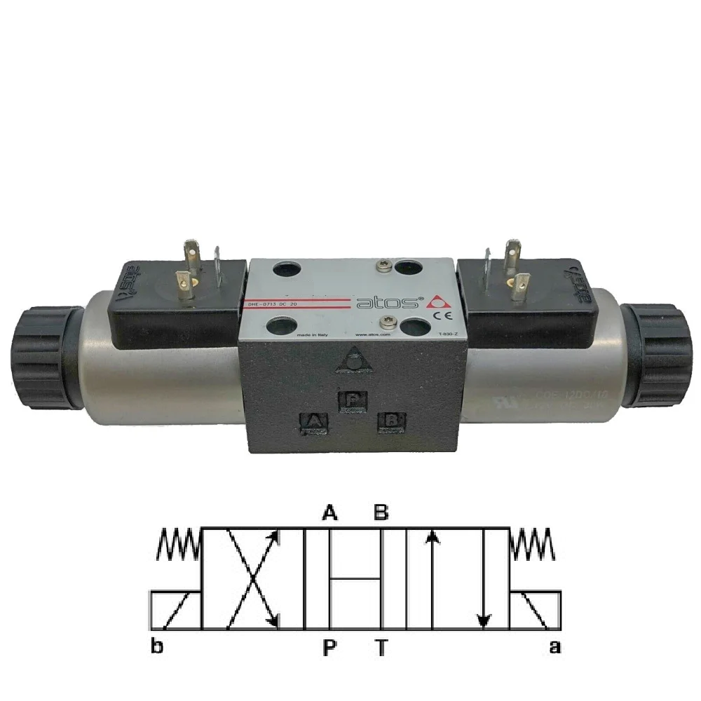 VALVULA DIRECCIONAL MAGNETICA CETOP 3, 4/3, NORMALMENTE ABIERTA, 5000PSI, DIN PLUG MARCA ATOS