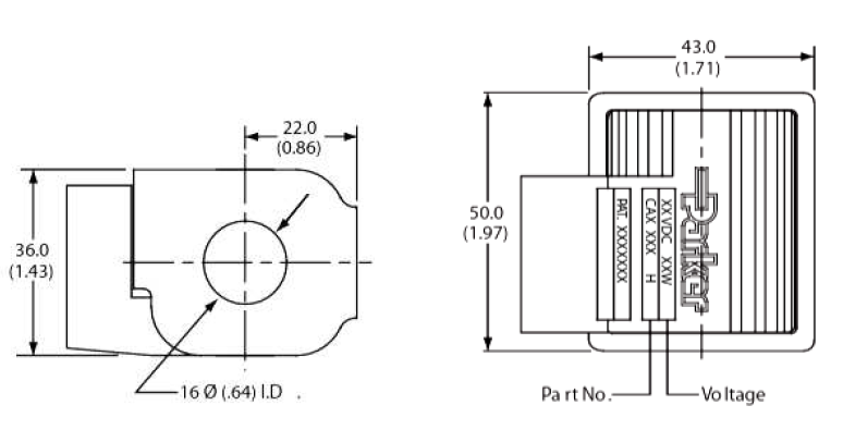 Bobina marca Parker, D.I. 5/8 pulg., conector DIN, potencia 28W