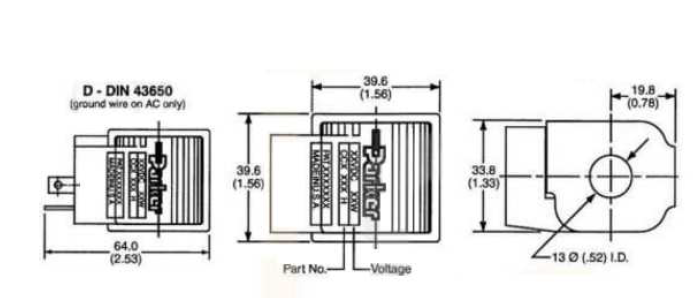 Bobina Parker super coil, D.I. 1/2 pulg., conector DIN, 12VCD.