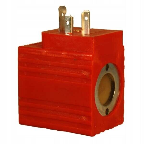 Bobina para valvula hidraulica marca Parker DS 5/8 pulg. D.I; color rojo, conector DIN, potencia 30W